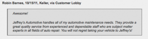 Keller customer at Jeffrey's Automotive Repair