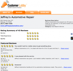 Customer Lobby reviews - Jeffrey's Automotive