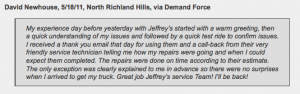 North Richland Hills customer at Jeffrey's Automotive