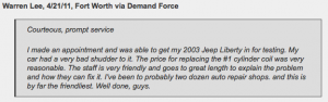 Jeffrey's Automotive Customer Testimonial