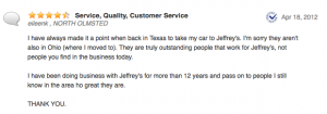 Jeffrey's Automotive - Online Review
