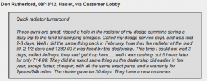 Haslet customer review of Jeffrey's Automotive Repair in Fort Worth/Watauga - Christian mechanic