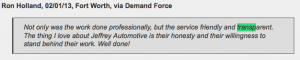 Jeffrey's Autotmotive Repair in Fort Worth: Reviews from Customers