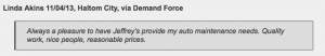 Happy Haltom City customer at Jeffrey's Automotive Repair - Mechanic Review