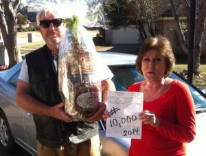 Cary & Pam Branscum - 10,000th ticket in 2014 at Jeffrey's Automotive