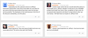 New Google Reviews about Jeffrey's Automotive suggest price and service matter most!