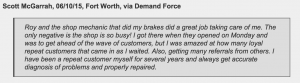 Fort Worth customer of Jeffrey's Automotive Repair