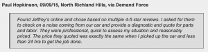 North Richland Hills customer of Jeffrey's Automotive Repair [Mechanic review]