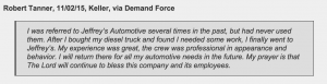 Keller diesel truck owner offers prayer for his mechanic