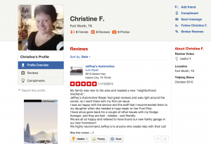 Fort Worth female customer finds her neighborhood mechanic