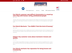 Customers compliment Jeffrey's Automotive as being honest