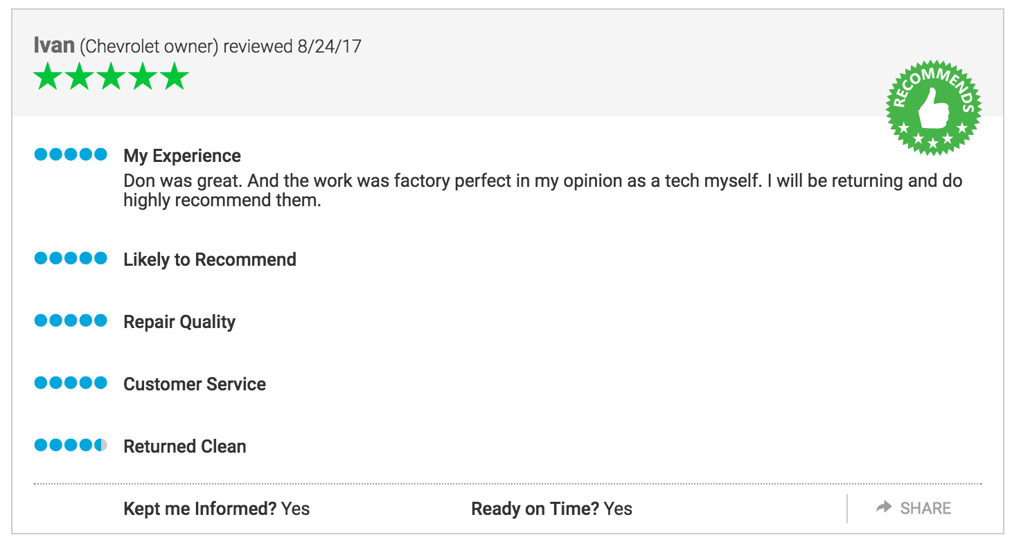 Collision Center in Watauga getting great reviews