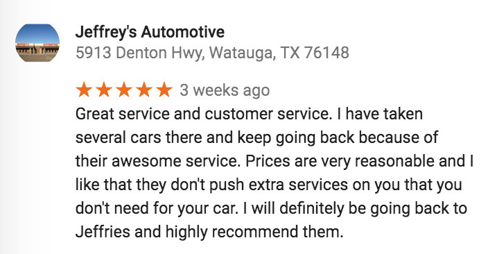 North Fort Worth customer talks about mechanic's customer service and pricing