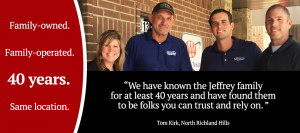 Jeffrey's Automotive is family-owned and family-operated in north Fort Worth
