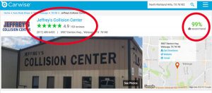 99 percent recommended Collision Center gets great reviews