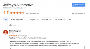 Euless customer review: Jeffrey's is professional auto repair